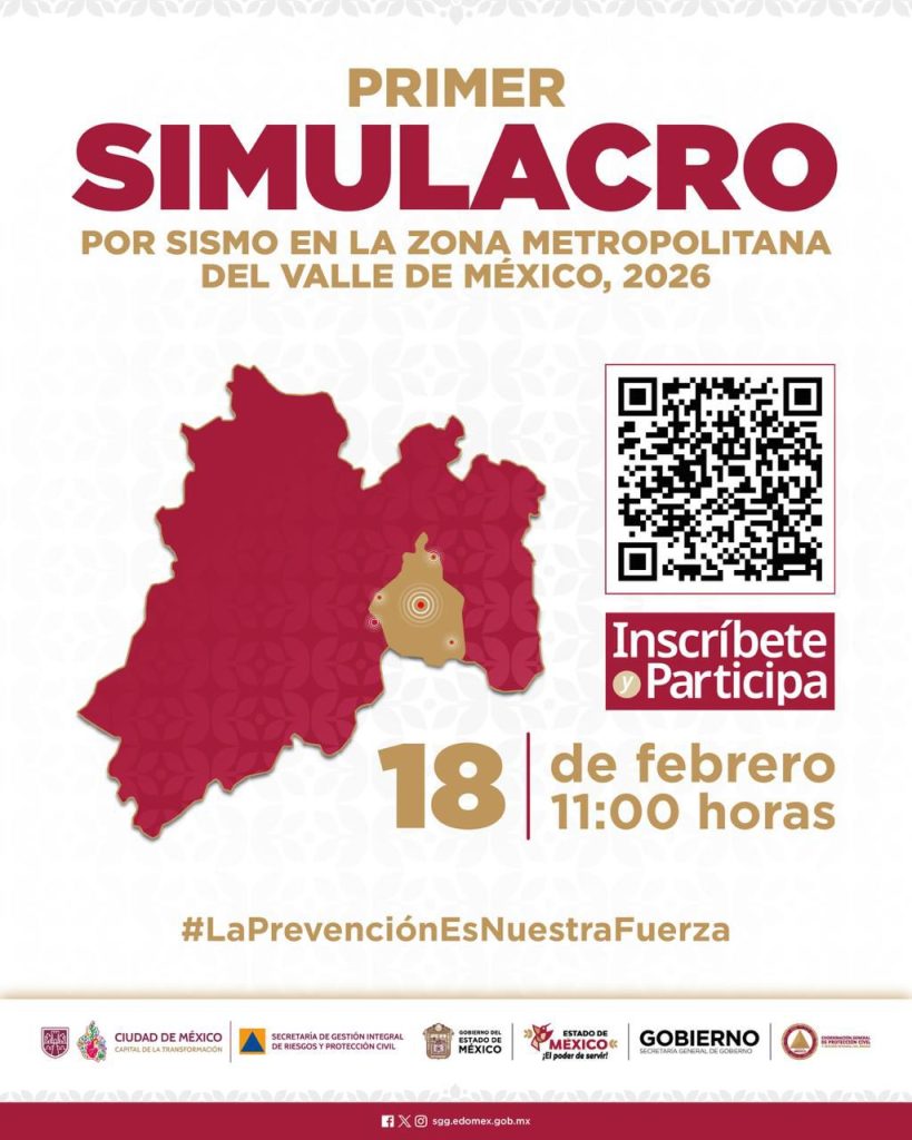 GEM. – Coordinan EdoMéx y CDMX Primer Simulacro por Sismo 2026, el Próximo 18 de Febrero; Participan Municipios Mexiquenses del Valle de México